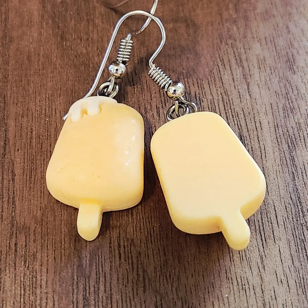 Yellow Popsicle Drip Earrings Resin Food Novelty Ice‎ Cream Summer Drop Jewelry